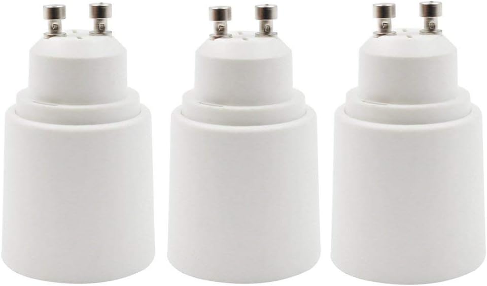 HiqLED GU10 to E27/E26 Adapter - 2 Pin Bayonet(GU10) Base to Medium Screw(E26/E27) Base Lamp Socket Converter, Maximum Wattage 1000W, 200℃ Heat Resistant, No Fire Hazard (3-Pack)