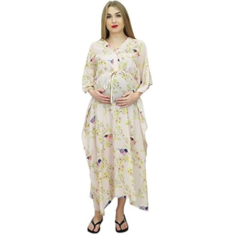 Bimba Maternity Pink Printed Kaftan Maxi Dress Cover