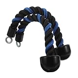 Mikinona 2 Piezas Cuerda de Nylon para Ejercicio Azul y Negro Cuerda de Tríceps y Bíceps con Mango Único Accesorio para Polea Gimnasio Entrenamiento de Fuerza para Parte Superior del Cuerpo