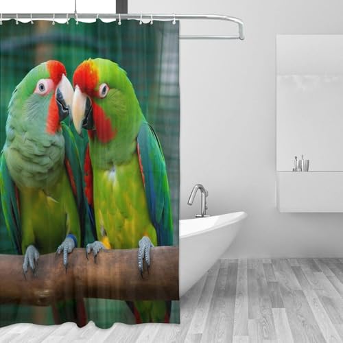 Rideau de douche en tissu haut de gamme à motif moderne de perroquets