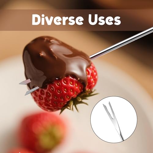 image for Trinkrittey 6 Pcs Stainless Steel Fondue Forks Cheese Fondue Sticks Lo