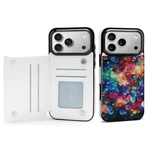 Étui portefeuille iPhone 17 arc-en-ciel design étoiles avec fente cartes