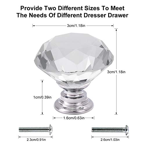 Akstore 10 Pcs Crystal Glass Cabinet Knobs 30Mm Diamond Shape Drawer Kitchen Cabinets Dresser Cupboard Wardrobe Pulls Handles (Clear) #TOP1