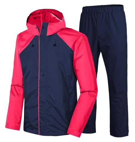 Image of Mens Raincoat Suit with Pant Set Luxique Series | Waterproof Lightweight Breathable Rain Wear | Strong Stitching, Elastic Cuff & Waterproof Zipper Raincoat for men waterproof