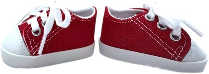 MBD 18 Inch Doll Shoes- Red Weighted and Fully Lined Canvas Shoes Fits Kennedy and Friends and All Other 18 Inch Dolls