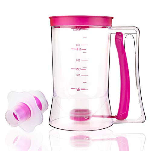 Homeries Pancake & Cupcake Batter Dispenser Tool With Measuring Label. Perfect for Pancakes