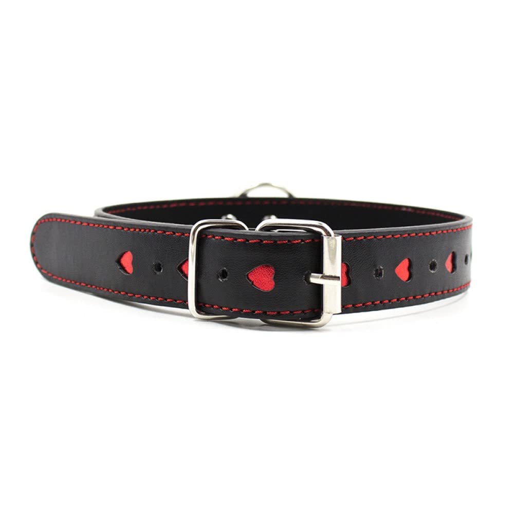 Magicnitz PU Leather Erotic Fantasy Heart-shaped Bondage Neck Choker Collar With Chain Lead Leash Restraint Adult Couple Sex Toy