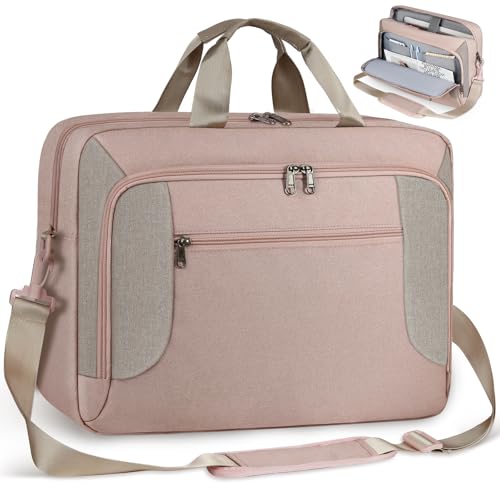 RAINSMORE Borsa Porta PC 17-16 Pollici Borsa Lavoro Uomo Borsa Computer Borsa Laptop Borsa Insegnante Porta Documenti per Università Ufficio Professoressa Scuola Donna Rosa