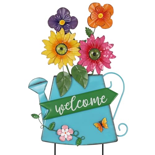 YEAHOME Garden Decor for Outside, 24.4“ Decorative Garden Stakes Metal