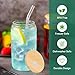 Joyclub 20 Set Glass Cups with Bamboo Lids and Glass Straws 16oz Can Shaped Reusable Iced Coffee Glasses Bulk Set Drinking Jars wholesale for Party Weddings Cafes Boba Shops Gifts DIY