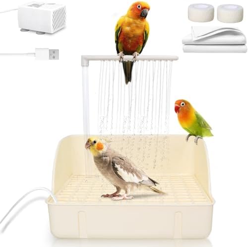 Bird Bath with Water Circulation System: Which 5 Will Transform Your Garden? 7 Automatic Parakeet Bird Bath with Pump, Large Bird Shower Fountain Indoor Bathtub with Running Water, Parrot Bath Tub Faucet for Pet Birds, African Grey, Cockatiel, Conure, Budgie, Lovebird (White)