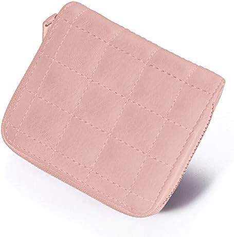 Women's Pu Leather Plaid Purses Nubuck Card Holder (Pink)