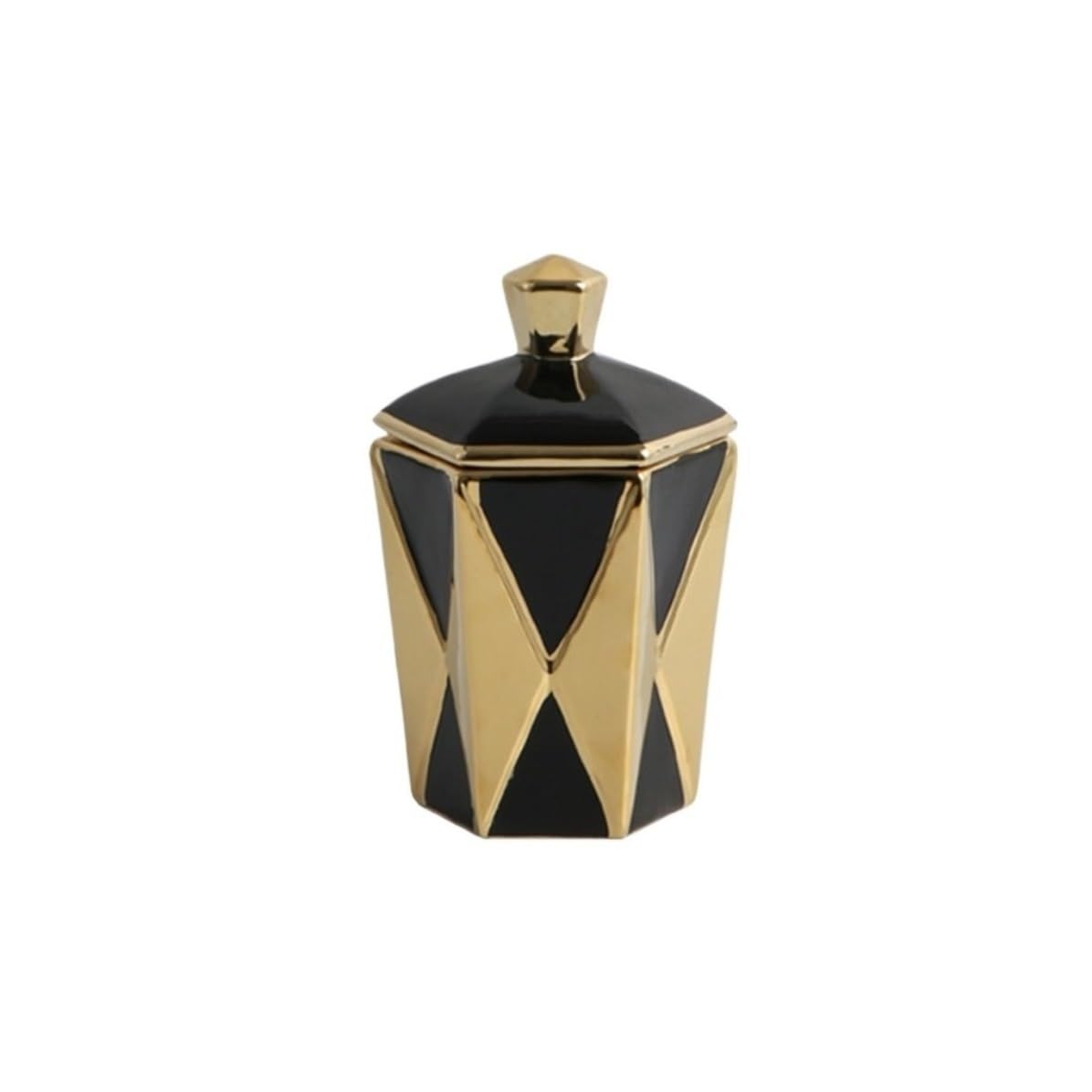 Vase With Lid, Ceramic Chinese Style Geometric Diamond Ginger Jar