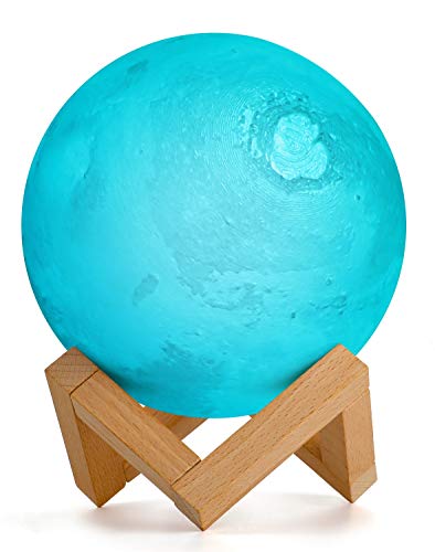 15cm Marte Planet Lámpara, AMZJUPWM 3D Impresión 16 Colores con Soporte, Control...