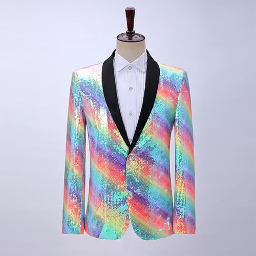 Sequin Suit Jacket for Men Shiny Blazer One Button Sparkly Formal Tuxedo Jackets for Disco Party, Prom, Dinner3