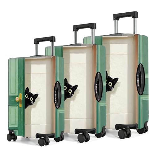 THISFIND Black Cat Peeking Door Luggage Cover – Stretchable Travel Suitcase Protector for 28-30 Inch Luggage – Whimsical Green Door and Beige Wall Design,L by THISFIND - Used condition - Image 7