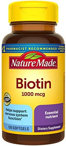 Nature Made Biotin 1000 mcg, Dietary Supplement Supports Healthy Hair & Skin, 120 Softgels, 120 Day Supply