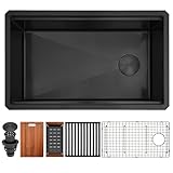 Lonsince Black Undermount Kitchen Sink,16 Gauge Stainless...