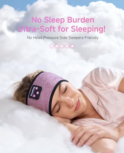 Image of Perytong Sleep Headphones Wireless, Bluetooth Headband Sports Sleeping Headphones Sleep Mask Earbuds Breathable Wireless Music Headband for Side Sleepers Sleeping Travel Workout Running Air Travel