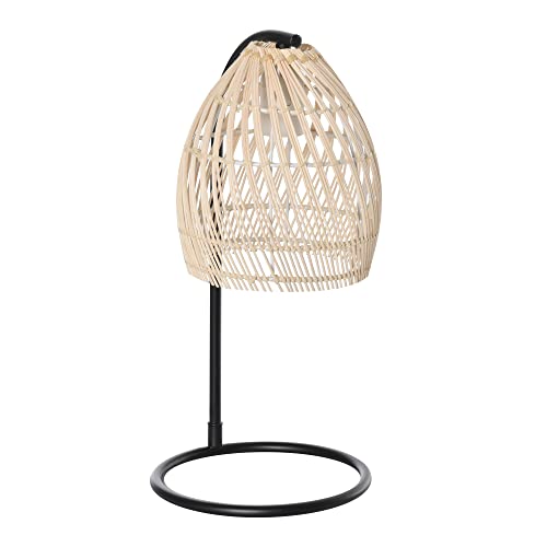 EGLO Tischlampe Hykeham – Bambus-Stativlampe Im Boho-Style, Natur & Schwarz, E27 Fassung