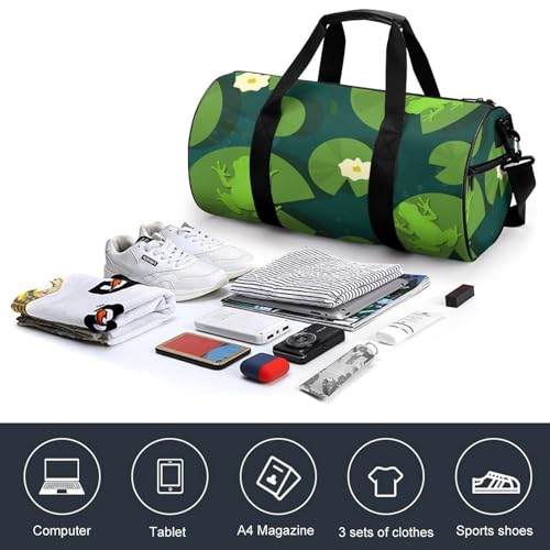 Sac de voyage 45x23x23cm grenouille et feuilles pour camping et randonnée