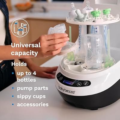 Baby Brezza Baby Bottle Washer Pro - Clinically Proven Better Cleaning - Washer, Sterilizer + Dryer In One Appliance for Essentials like Bottles + Pump Parts Machine Replaces Brushes + Racks
