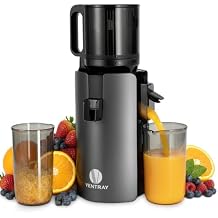 Ventray Cold Press Juicer, Slow Masticating Juicer Machine with 4.7" Wide Feed Chute for Whole Vegetables & Fruits, Juice Extractor High Juice Yield, Easy to Clean