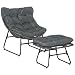Outsunny Rattan Relaxsessel mit Fußhocker, Balkon Sessel Grau