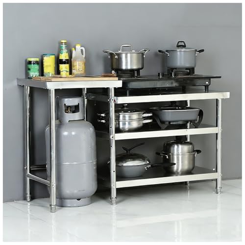 Stainless Steel 3-Tier Workbench with Adjustable Legs