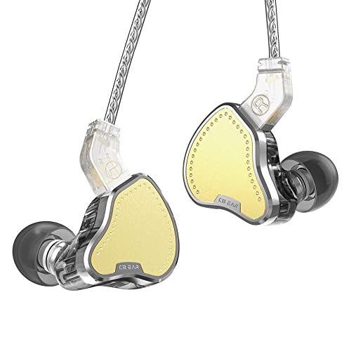 Yinyoo KBEAR KB2208 Wired Earphones, in-Ear Monitor Headphones with 1DD+2BA, Lightweight IEM Earbuds with 2 Pin Detachable Cables, Hifi Deep Bass Sound for Music, Game, Sport (Gold,No mic)