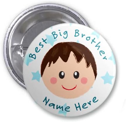 Party Supplies Online Personalised 'Best Big Brother' Badge Style 2 (Dark Brown hair)
