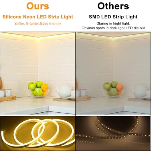 Image of Cozylady LED Lights Strips for Decoration 120 LEDs /m, CRI>90, 5V Dimmable Light Strip, 180 Even Lighting, IP20 Indoor, Flexible LED Tape for Room Decoration (2M /6.56Ft-USB-Warm White)