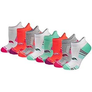 Saucony Women's Performance Heel Tab Athletic Socks (8 & 16 Pairs), Assorted Light (8 Pairs), Shoe Size: S 4-7