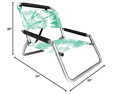 Image of Neso Beach Chairs - Lightweight, Portable and Foldable Recliner Beach Chairs for Park, Camping and Outdoor Adventures - with Slip Pockets and Shoulder Strap - 2 Pack - Mint Tie Dye - XL