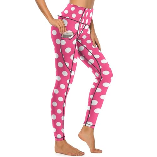 Legging rose vif pour femme : pantalon de yoga taille haute avec poches pratiques