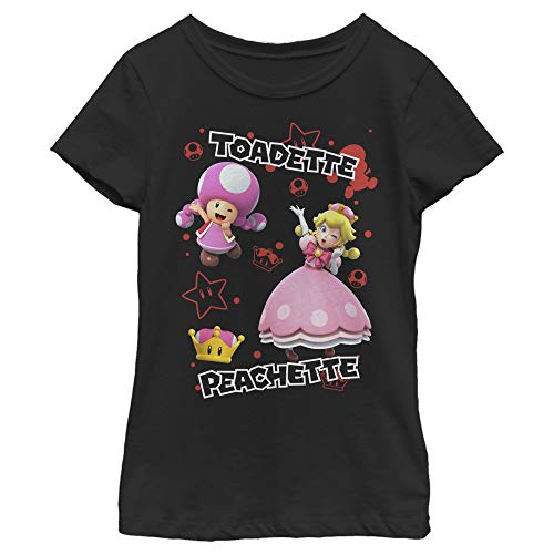 Fifth Sun Nintendo Toadette and Peachette Girl's Solid Crew Tee