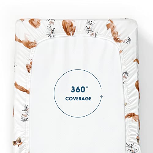 Image of GRSSDER Stretch Ultra Soft Jersey Knit Changing Pad Cover Set 2 Pack, Change Table Pad Covers Fit 32 inch /34 inch x 16 inch Pads Safe and Snug, Pretty Pattern for Boys and Girls, Cute Jungle Squirrels and Animals