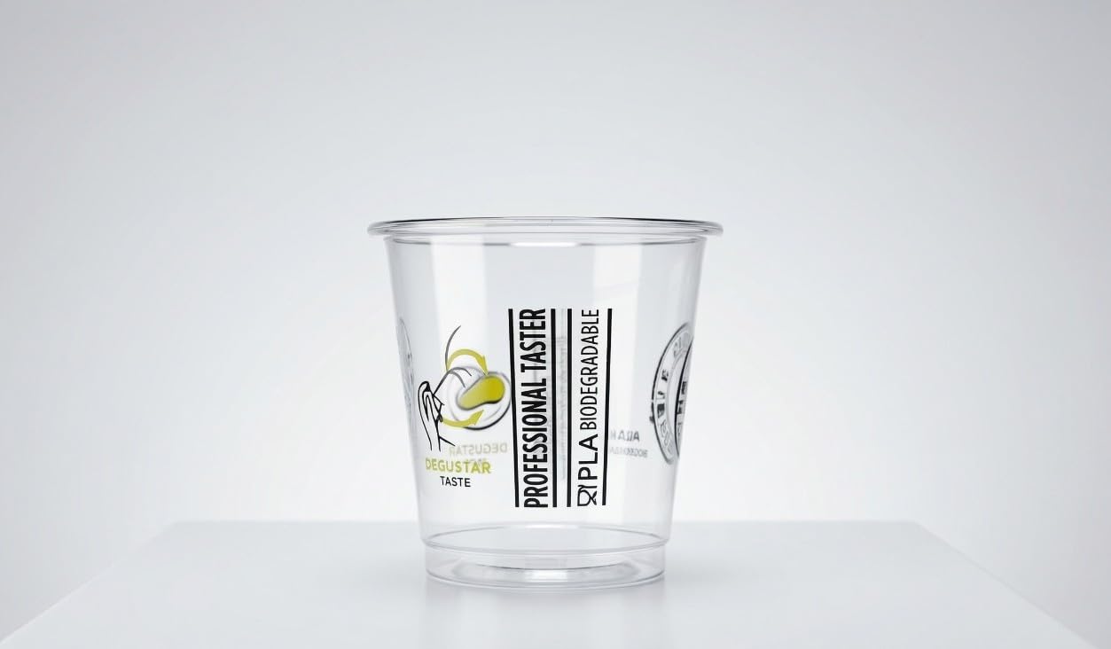 Vaso Elaia Compostable para cata y degustación de aceite de oliva (PLA biodegradable) – Pack de 1.000 unidades