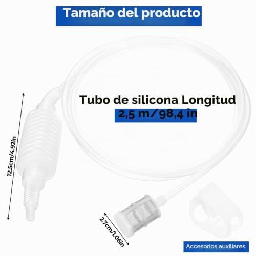 Miniatura 2 de Zhujiehigh 2 Unidades Tubo Sifón Con Filtro Para Vino, 2,5 M