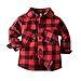 Boys and Toddlers Flannel Shirt Baby Plaid Jacket Shirt Long Sleeve Button Down Coat Infant Fall Cotton (Red, 2-3 Years)