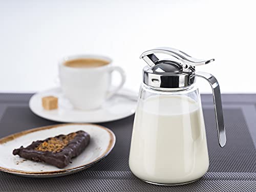 Foto von APS 765 Allzweckgießer, Glasgießer mit Edelstahl Schraubdeckel, Gießer für Honig, Kaffeesahne oder weitere Flüssigkeiten, 8,5 x 12 cm, 13 cm Höhe