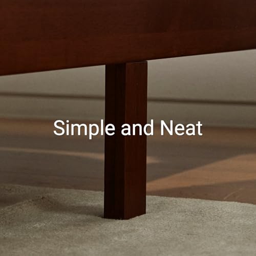 Image of LIFEMENT Full Bed Frame Classic Wood Platform, Noise Free, Under Bed Storage, No Box Spring Needed, Easy Assembly, Cherry