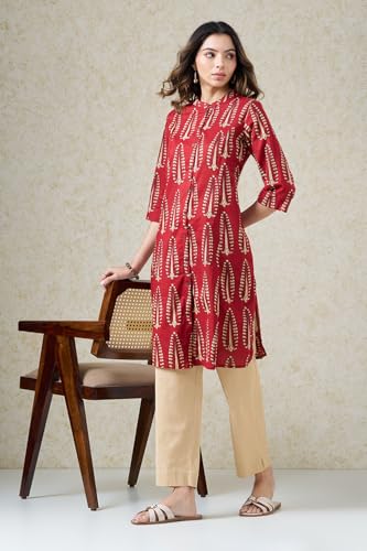 Image of Rangmanch by Pantaloons Women's Cotton Linen Bottoms | Slim Tapered Fit | Mid Rise Waist | Ankle Length