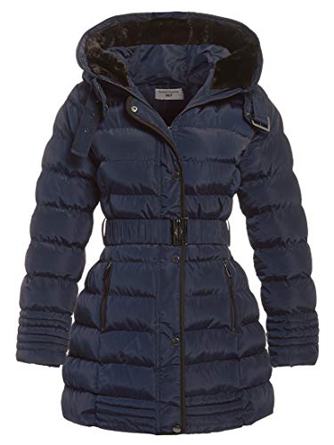 Image of SS7 Women's Padded Fur Hood Winter Parka Coat, Sizes 8 to 16 (UK - 12, Navy)