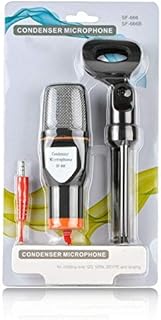 ميكروفون مكثف ستيريو سلكي 3.5 ملم SF-666 مع مشبك حامل للكمبيوتر، من اذر، صندوق بيع بالتجزئة أسود