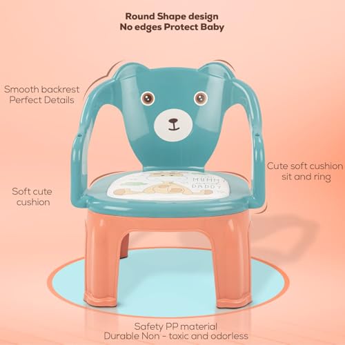Image of Baybee Plastic Baby Chair for Study Table with Cushion Seat, High Backrest & Booster Support for Toddlers 1 to 4 Years (Green)