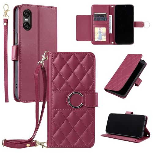 Vokpok Sony Xperia 10 VI �P�[�X �蒠�^ �G�N�X�y���A 10 VI ���z�^ �P�[�X ����PU���U�[ ������� Xperia 10 VI SO-52E/SOG14�P�[�X �蒠�^ ���̓}���`�J�[�h���[ ���x���g�A�΂ߌ��x���g���p �G�N