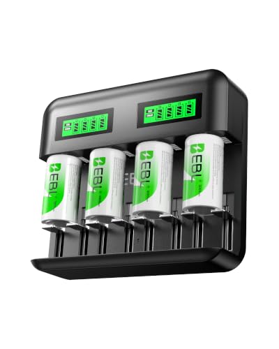 Image of EBL Rechargeable C Batteries 4 Pack, 5000mAh High Capicity Ni-MH C Size Battery for Flashlights, Radio, 1200 Cycles