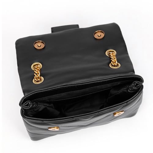 Image of Rejolly Crossbody Shoulder Bag for Women PU Leather Quilted Purse Flap Cluth Handbag with Chain Strap Black (Gold Hardware)