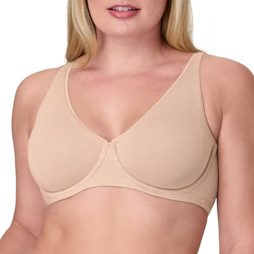 Image of Bali Womens Underwire Bra, Cotton Collection 2-ply Underwire Bra, Moisture-Wicking, Full Coverage, Convertible Straps